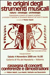 Poster mostra Le Origini degli Strumenti Musicali presentata a Volterra